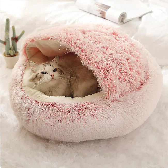 Velvet Shell-Shaped Pet Bed