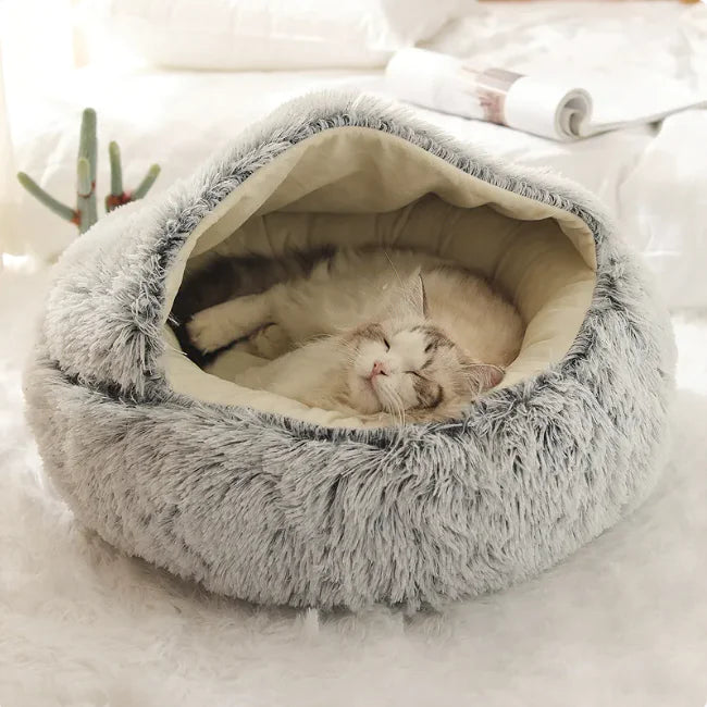 Velvet Shell-Shaped Pet Bed