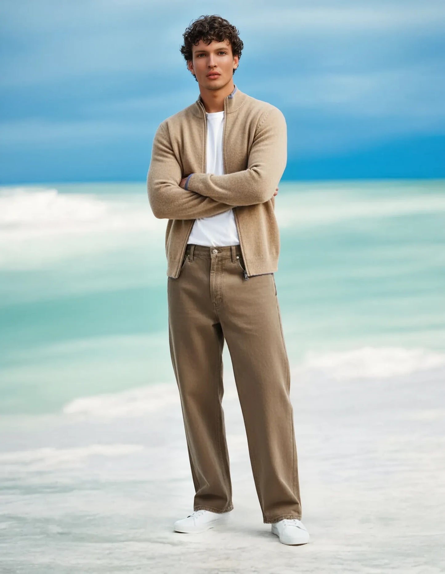 Men’s Stand Collar Zipper Cardigan