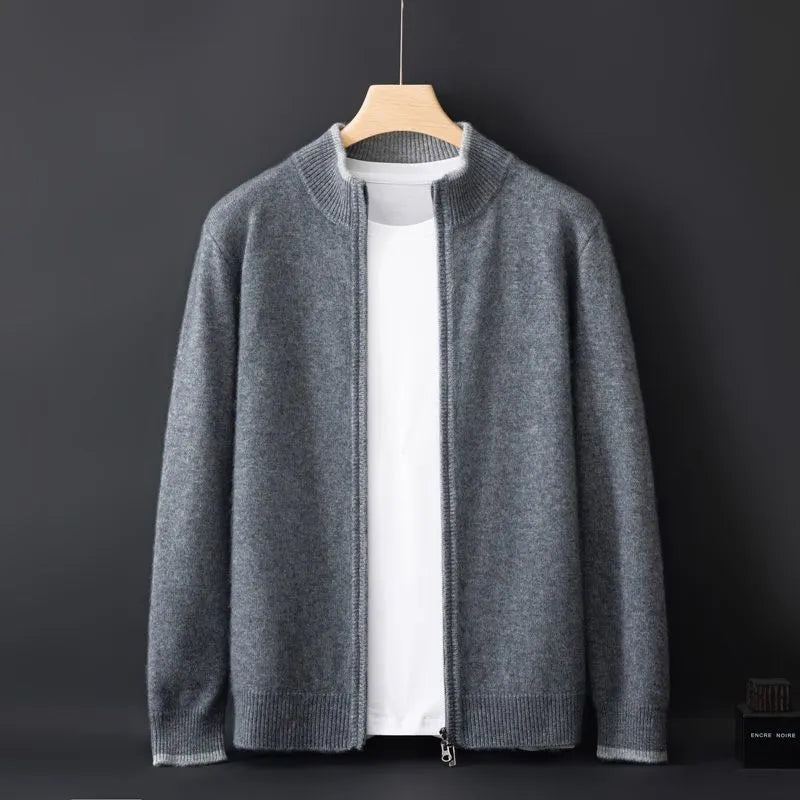 Men’s Stand Collar Zipper Cardigan
