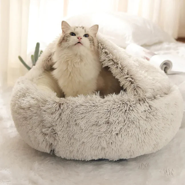 Velvet Shell-Shaped Pet Bed
